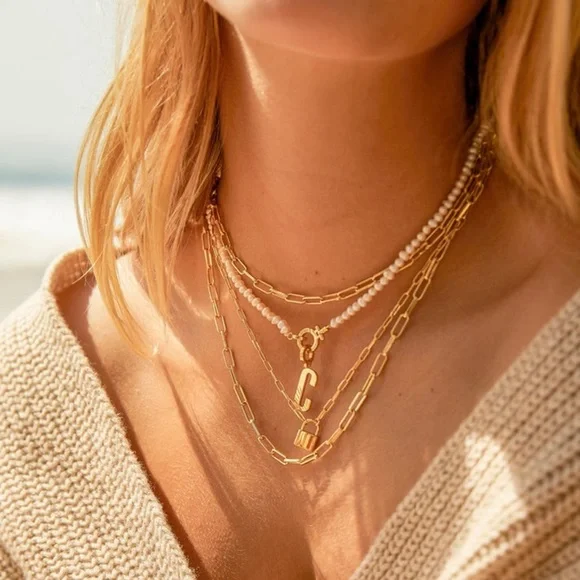 Gorjana New 18k Gold Plated Brass Parker Initial Charm T - Picture 4 of 7